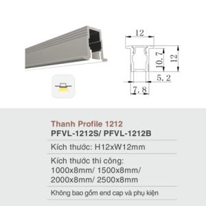 VinaLED Thanh Profile 1212 - PFVL-1212S/ PFVL-1212B