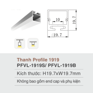 VinaLED Thanh Profile 1919 - PFVL-1919S/ PFVL-1919B
