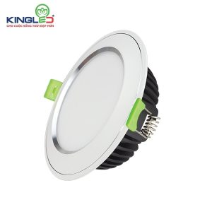 KingLED Đèn Âm Trần Diamond 10W Mặt Cong, Đổi Màu, Viền Bạc - DDL-10SS-T120-DM-CB